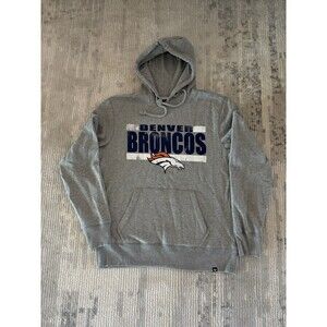 NWT Denver Brocos '47 Brand Hoodie Gray Sweatshirt Pullover NFL Logo Size M